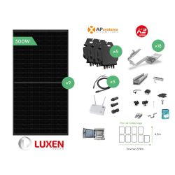 Kit APS 9 modules 4.5KW Mono 2 lignes