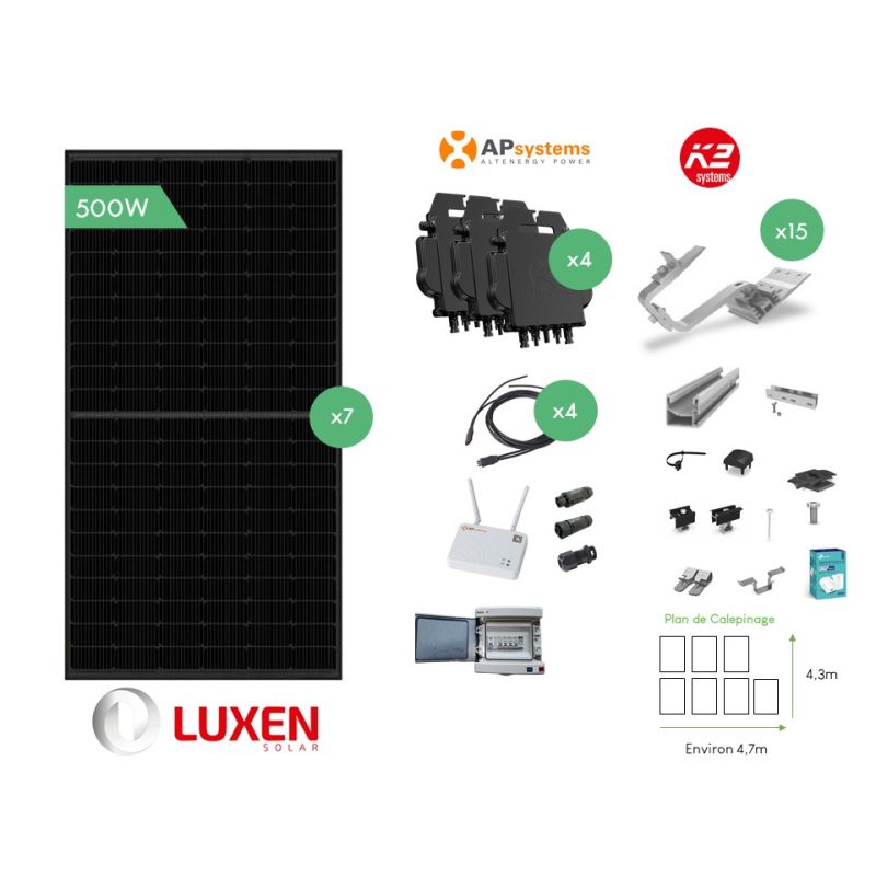 Kit APS 7 modules 3.5KW Mono 2 lignes