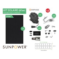 Kit 6kWc16 modules SUNPOWER 375W 2L8C